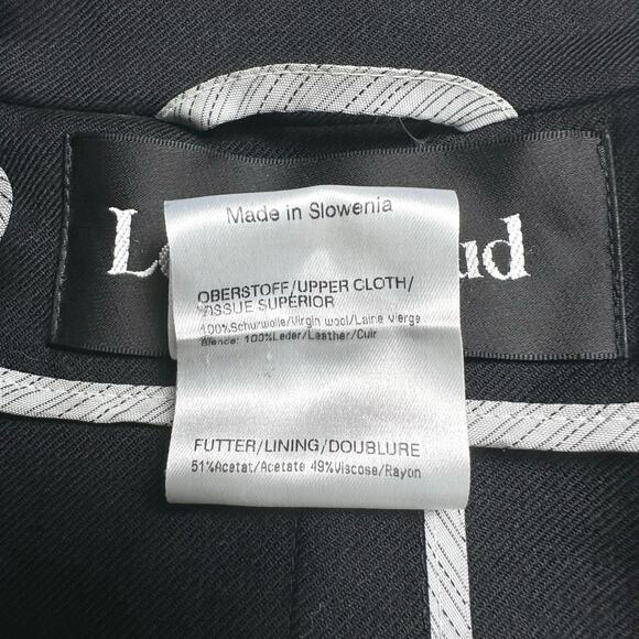 Louis Ferard | Women | Black Virgin Wool Leather Mid Belted Trench Coat | US 16 - Picture 12 of 16